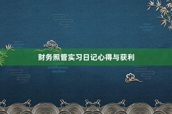 财务照管实习日记心得与获利