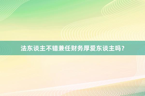 法东谈主不错兼任财务厚爱东谈主吗？